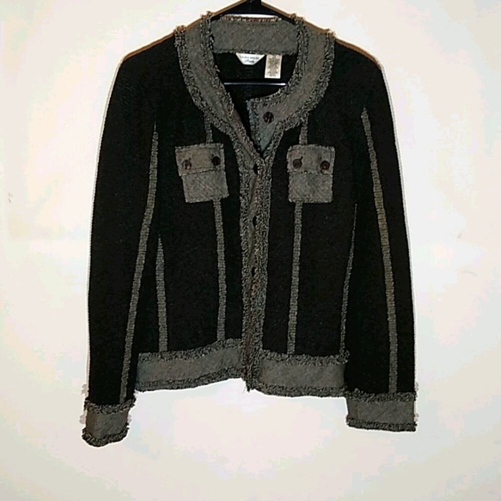 Laura Ashley Women's petite jacket with black and gray. Small Minimalist
